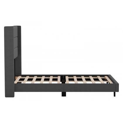 BLNK Hollis Upholstered Platform Bed with Wingback Headboard - Charcoal, Full Size