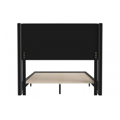 BLNK Hollis Upholstered Platform Bed with Wingback Headboard - Charcoal, Full Size