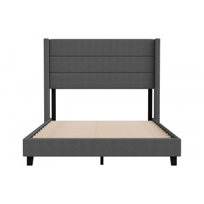 BLNK Hollis Upholstered Platform Bed with Wingback Headboard - Charcoal, Full Size