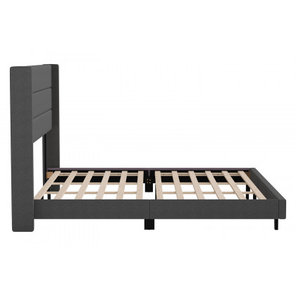 BLNK Hollis Upholstered Platform Bed with Wingback Headboard - Charcoal, King Size