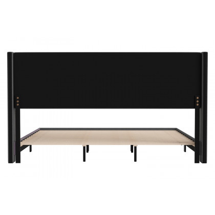 BLNK Hollis Upholstered Platform Bed with Wingback Headboard - Charcoal, King Size