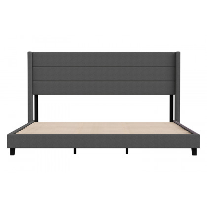 BLNK Hollis Upholstered Platform Bed with Wingback Headboard - Charcoal, King Size