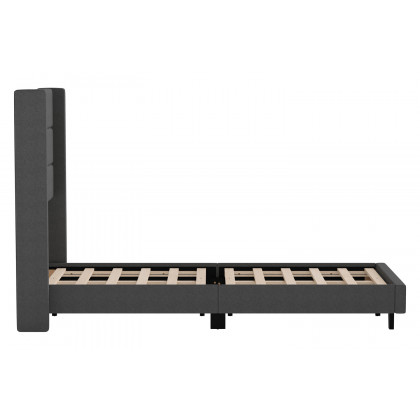 BLNK Hollis Upholstered Platform Bed with Wingback Headboard - Charcoal, Twin Size