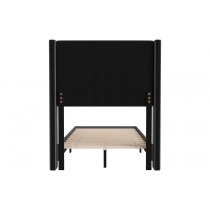 BLNK Hollis Upholstered Platform Bed with Wingback Headboard - Charcoal, Twin Size