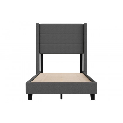 BLNK Hollis Upholstered Platform Bed with Wingback Headboard - Charcoal, Twin Size