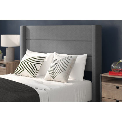 BLNK Hollis Upholstered Platform Bed with Wingback Headboard - Gray, Full Size