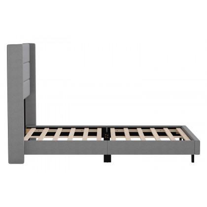 BLNK Hollis Upholstered Platform Bed with Wingback Headboard - Gray, Full Size