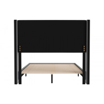 BLNK Hollis Upholstered Platform Bed with Wingback Headboard - Gray, Full Size