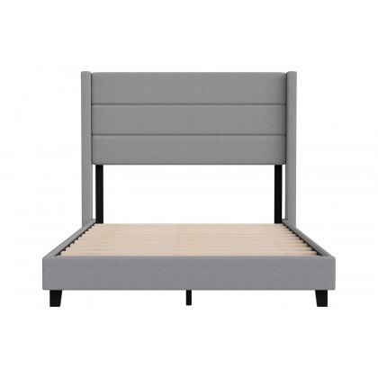 BLNK Hollis Upholstered Platform Bed with Wingback Headboard - Gray, Full Size
