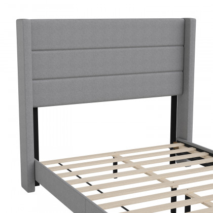 BLNK Hollis Upholstered Platform Bed with Wingback Headboard - Gray, Full Size