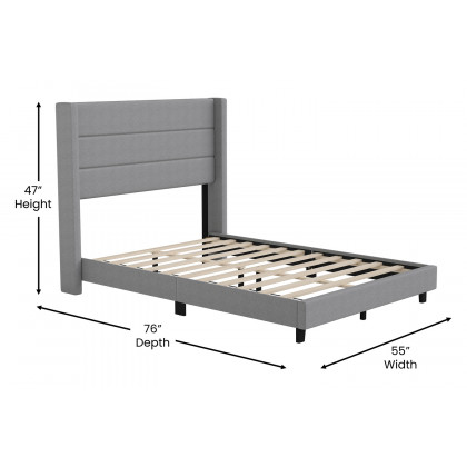 BLNK Hollis Upholstered Platform Bed with Wingback Headboard - Gray, Full Size