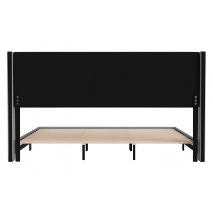 BLNK Hollis Upholstered Platform Bed with Wingback Headboard - Gray, King Size