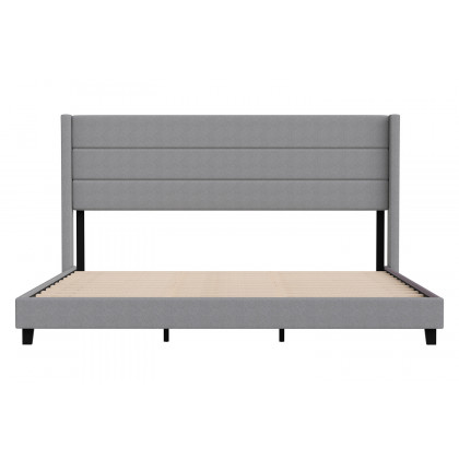 BLNK Hollis Upholstered Platform Bed with Wingback Headboard - Gray, King Size
