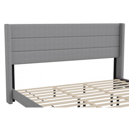 BLNK Hollis Upholstered Platform Bed with Wingback Headboard - Gray, King Size