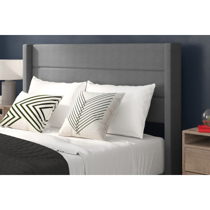 BLNK Hollis Upholstered Platform Bed with Wingback Headboard - Gray, Queen Size