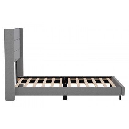 BLNK Hollis Upholstered Platform Bed with Wingback Headboard - Gray, Queen Size