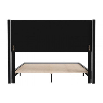 BLNK Hollis Upholstered Platform Bed with Wingback Headboard - Gray, Queen Size