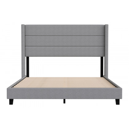 BLNK Hollis Upholstered Platform Bed with Wingback Headboard - Gray, Queen Size