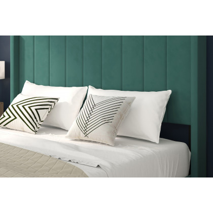 BLNK Bianca Upholstered Platform Bed with Vertical Stitched Wingback Headboard - Emerald, King Size