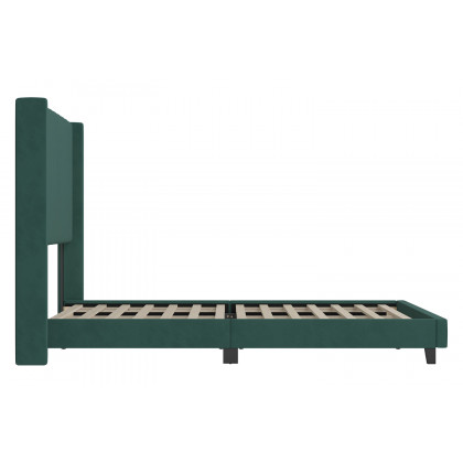 BLNK Bianca Upholstered Platform Bed with Vertical Stitched Wingback Headboard - Emerald, King Size
