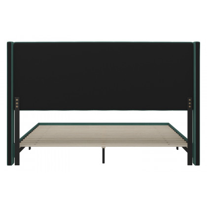 BLNK Bianca Upholstered Platform Bed with Vertical Stitched Wingback Headboard - Emerald, King Size