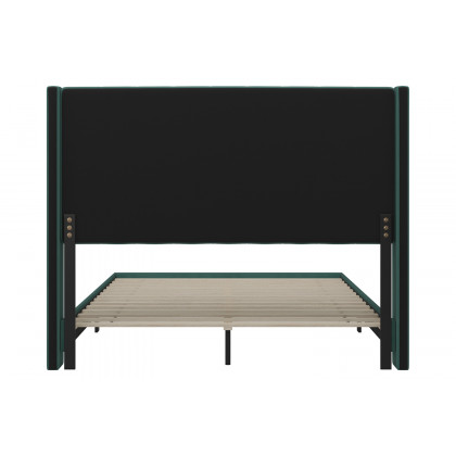 BLNK Bianca Upholstered Platform Bed with Vertical Stitched Wingback Headboard - Emerald, Queen Size