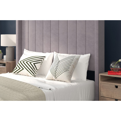 BLNK Bianca Upholstered Platform Bed with Vertical Stitched Wingback Headboard - Gray, Full Size