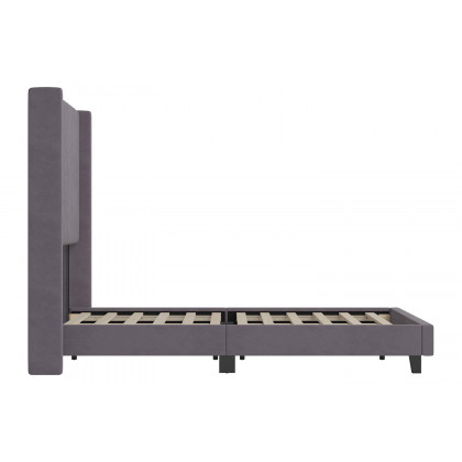 BLNK Bianca Upholstered Platform Bed with Vertical Stitched Wingback Headboard - Gray, Full Size
