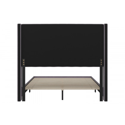BLNK Bianca Upholstered Platform Bed with Vertical Stitched Wingback Headboard - Gray, Full Size