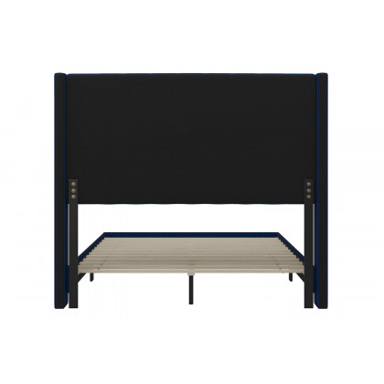 BLNK Bianca Upholstered Platform Bed with Vertical Stitched Wingback Headboard - Navy, Full Size