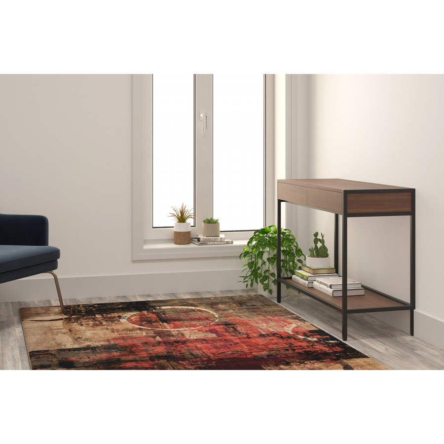 BLNK - Caldor Collection Abstract Olefin Area Rug with Jute Backing