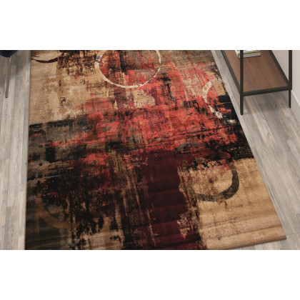 BLNK - Caldor Collection Abstract Olefin Area Rug with Jute Backing