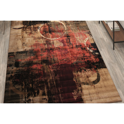 BLNK - Caldor Collection Abstract Olefin Area Rug with Jute Backing