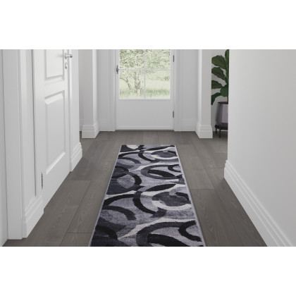 BLNK - Harken Collection Geometric Olefin Area Rug with Jute Backing