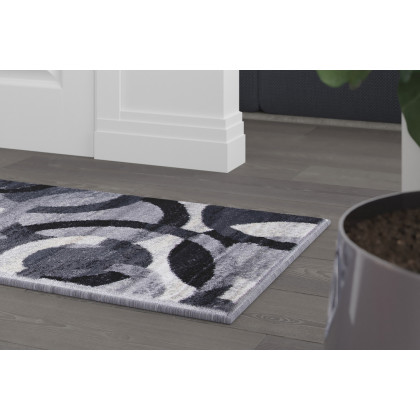 BLNK Harken Collection Geometric Olefin Area Rug with Jute Backing - Black/Gray, 2'W x 7'L