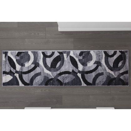 BLNK Harken Collection Geometric Olefin Area Rug with Jute Backing - Black/Gray, 2'W x 7'L