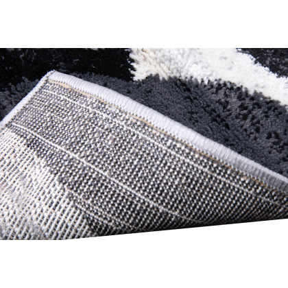 BLNK Harken Collection Geometric Olefin Area Rug with Jute Backing - Black/Gray, 2'W x 7'L