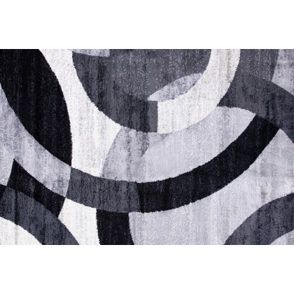BLNK Harken Collection Geometric Olefin Area Rug with Jute Backing - Black/Gray, 2'W x 7'L