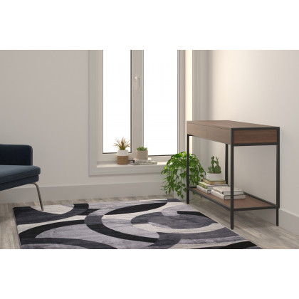 BLNK - Harken Collection Geometric Olefin Area Rug with Jute Backing