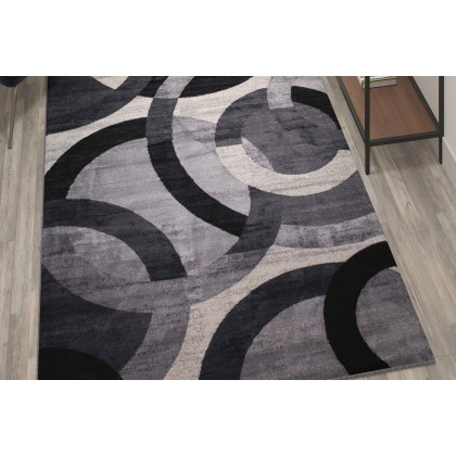 BLNK Harken Collection Geometric Olefin Area Rug with Jute Backing - Black/Gray, 5'W x 7'L