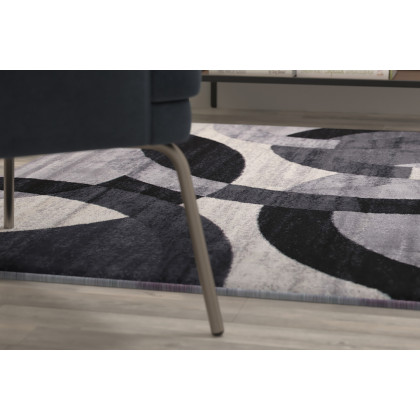 BLNK Harken Collection Geometric Olefin Area Rug with Jute Backing - Black/Gray, 5'W x 7'L