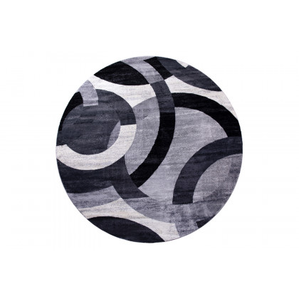 BLNK Harken Collection Geometric Round Olefin Area Rug with Jute Backing - Black/Gray, 5'W x 5'L