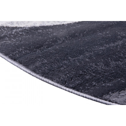 BLNK Harken Collection Geometric Round Olefin Area Rug with Jute Backing - Black/Gray, 5'W x 5'L