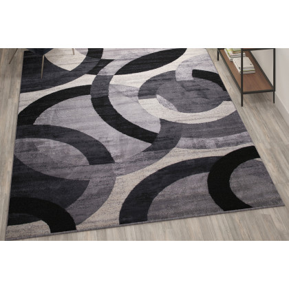 BLNK - Harken Collection Geometric Olefin Area Rug with Jute Backing