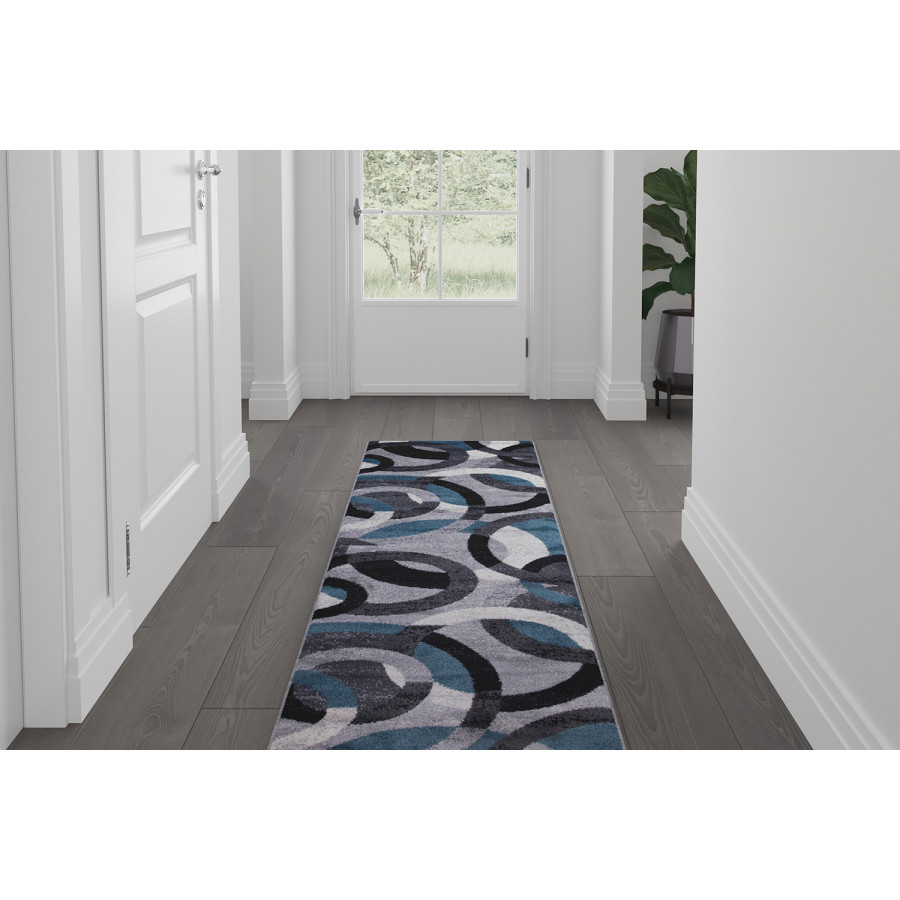 BLNK - Harken Collection Geometric Olefin Area Rug with Jute Backing