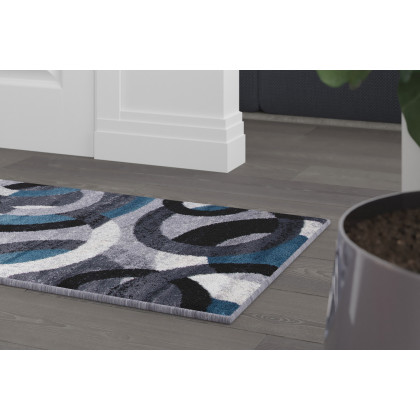 BLNK - Harken Collection Geometric Olefin Area Rug with Jute Backing
