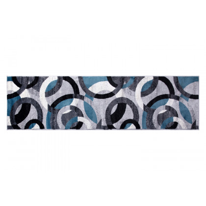 BLNK Harken Collection Geometric Olefin Area Rug with Jute Backing - Blue/Gray, 2'W x 7'L