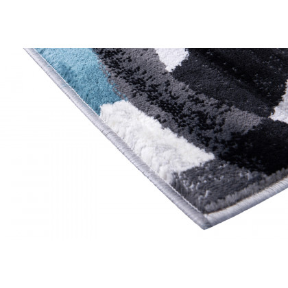 BLNK Harken Collection Geometric Olefin Area Rug with Jute Backing - Blue/Gray, 2'W x 7'L