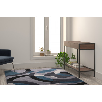 BLNK - Harken Collection Geometric Olefin Area Rug with Jute Backing