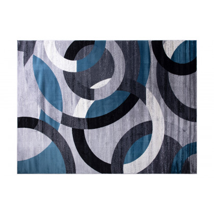 BLNK Harken Collection Geometric Olefin Area Rug with Jute Backing - Blue/Gray, 5'W x 7'L